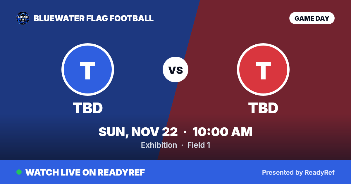 Game poster: TBD vs TBD, Sunday, November 22 · 10:00 AM